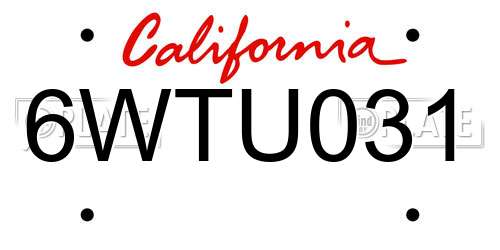 6WTU031 California License Plate
