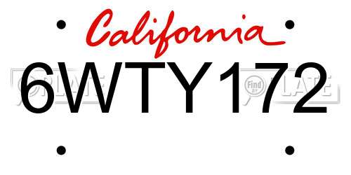 6WTY172 California License Plate