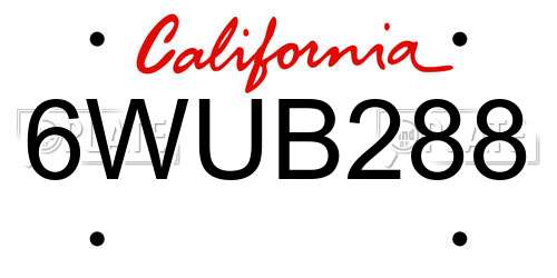 6WUB288 California License Plate
