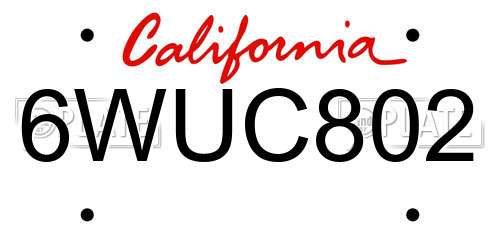 6WUC802 California License Plate