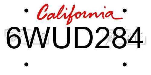 6WUD284 California License Plate