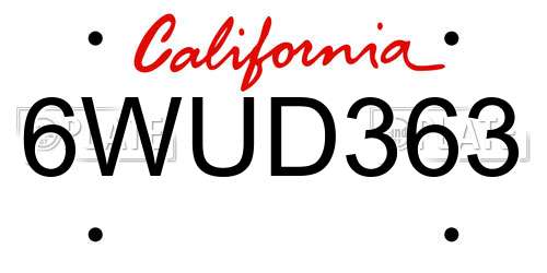6WUD363 California License Plate