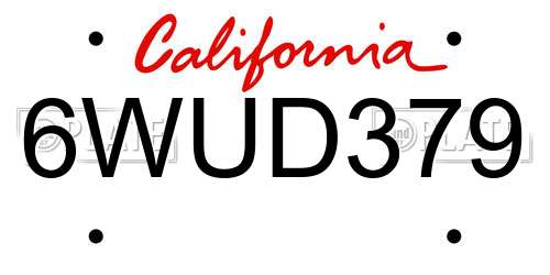 6WUD379 California License Plate