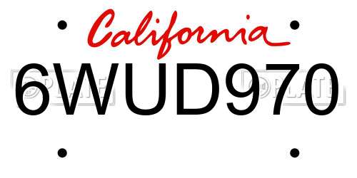 6WUD970 California License Plate