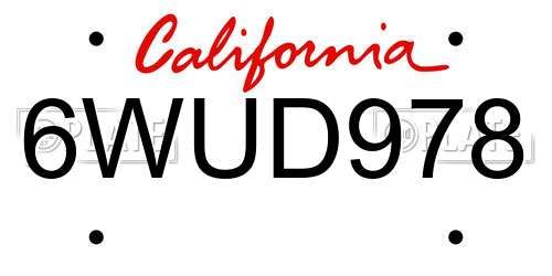 6WUD978 California License Plate