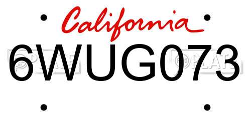 6WUG073 California License Plate