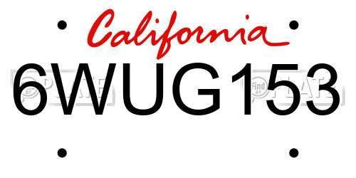 6WUG153 California License Plate