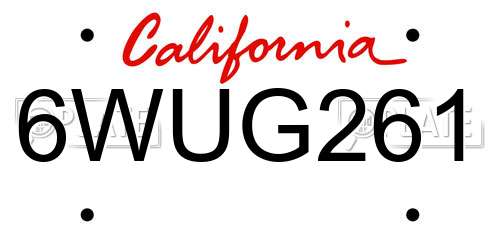 6WUG261 California License Plate