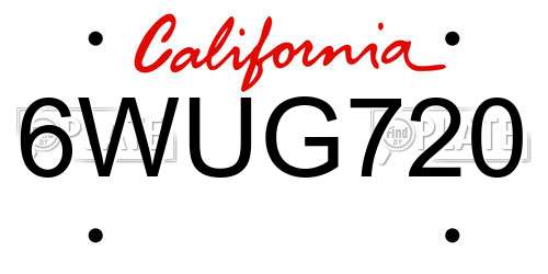 6WUG720 California License Plate