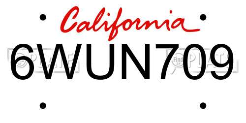 6WUN709 California License Plate