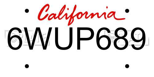 6WUP689 California License Plate
