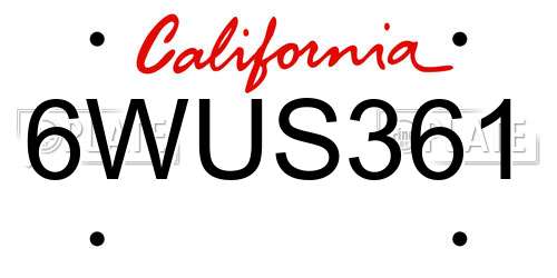 6WUS361 California License Plate