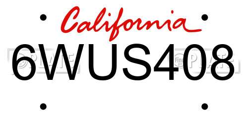 6WUS408 California License Plate