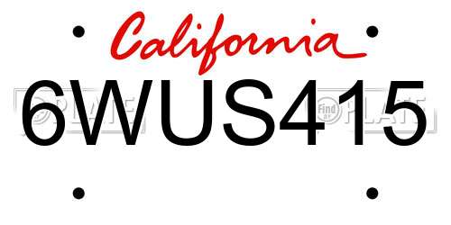 6WUS415 California License Plate