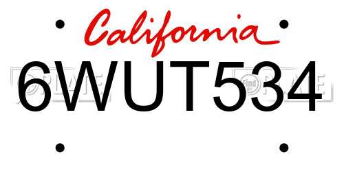 6WUT534 California License Plate