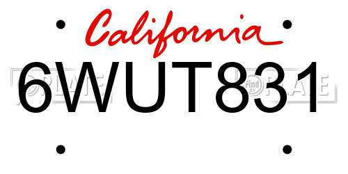 6WUT831 California License Plate