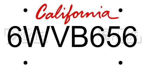 6WVB656 California License Plate