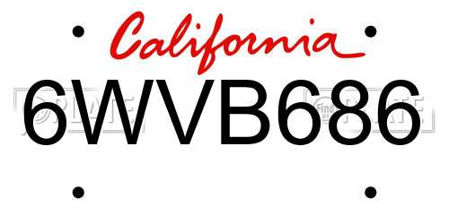 6WVB686 California License Plate