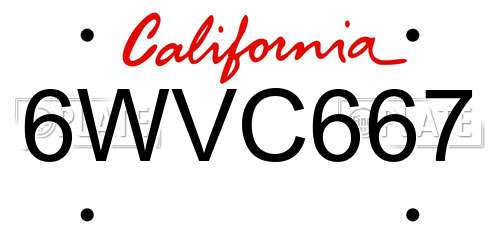 6WVC667 California License Plate
