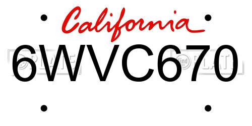 6WVC670 California License Plate