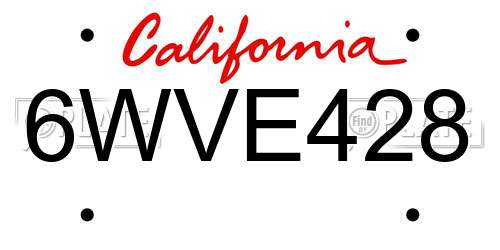 6WVE428 California License Plate