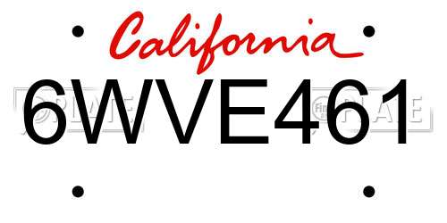 6WVE461 California License Plate