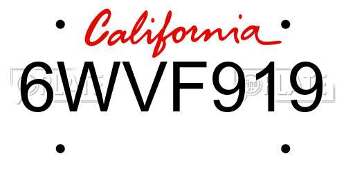 6WVF919 California License Plate