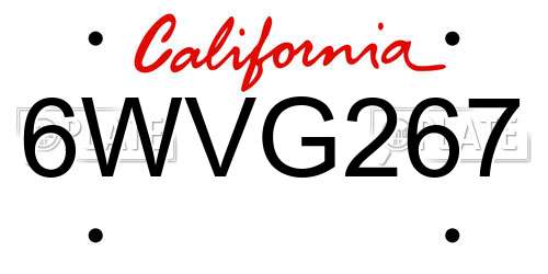 6WVG267 California License Plate