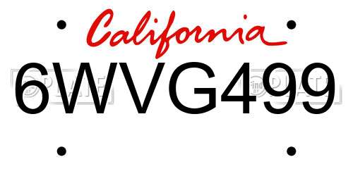 6WVG499 California License Plate