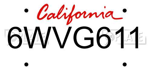 6WVG611 California License Plate