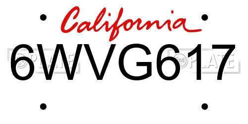 6WVG617 California License Plate