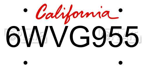 6WVG955 California License Plate