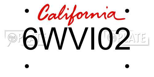 6WVI02 California License Plate