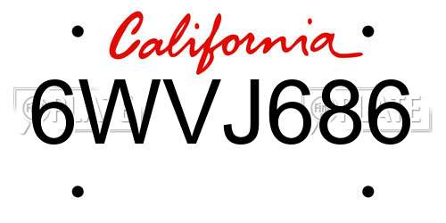 6WVJ686 California License Plate