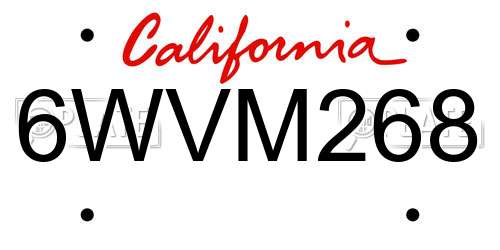 6WVM268 California License Plate