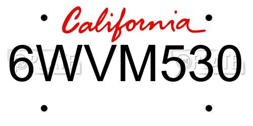 6WVM530 California License Plate