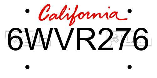 6WVR276 California License Plate