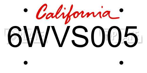 6WVS005 California License Plate