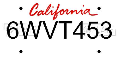 6WVT453 California License Plate