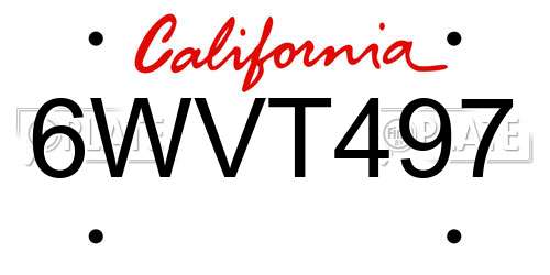 6WVT497 California License Plate