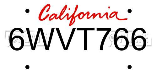 6WVT766 California License Plate