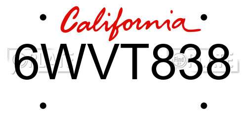 6WVT838 California License Plate
