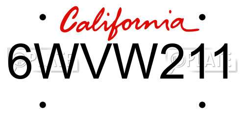 6WVW211 California License Plate