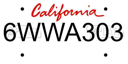 6WWA303 California License Plate