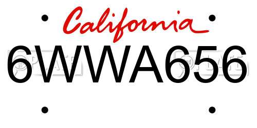 6WWA656 California License Plate