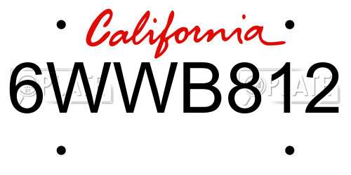 6WWB812 California License Plate