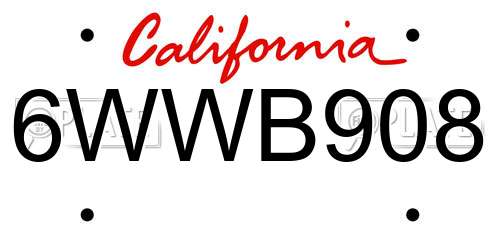 6WWB908 California License Plate
