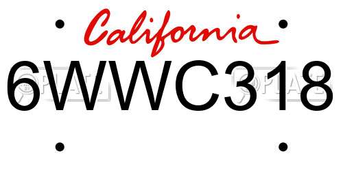 6WWC318 California License Plate