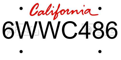 6WWC486 California License Plate