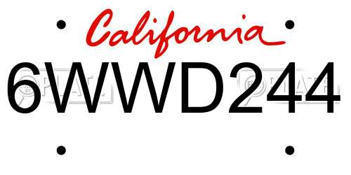 6WWD244 California License Plate
